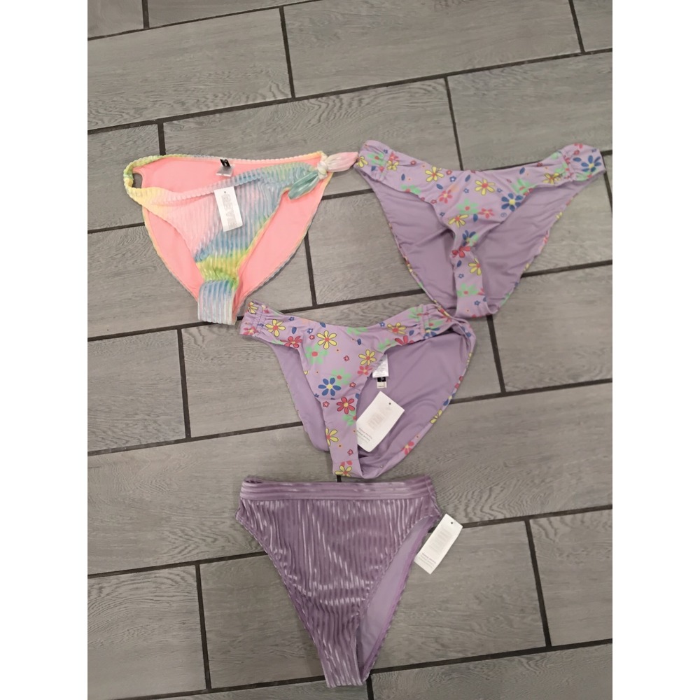 Dippin Daisies Revibe Bikini Bottoms Bundle 4pc Floral Ribbed Multi Size NWT